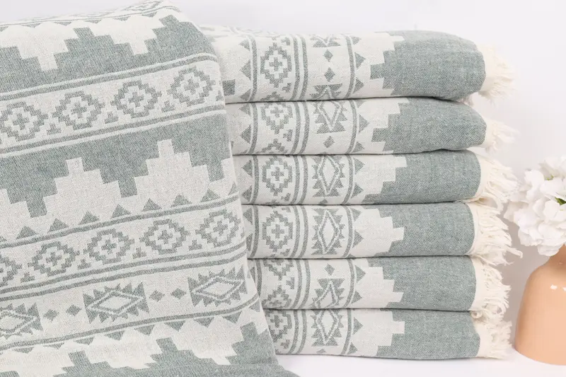Woven Throw Blanket, King Size Bedspread, Turkish Beach Blanket, Tablecloth, Custom Wedding Gifts, 86x56 Cotton Kilim Towel, Turkish Blanket Queen - 1