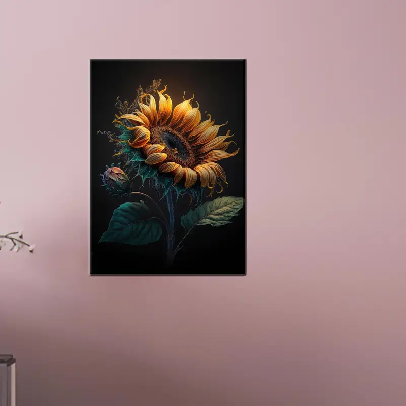 モダンなひまわりキッチン キャンバス: エレガントで鮮やかな装飾プリント
