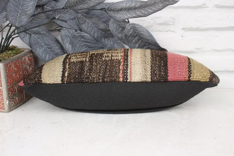 Boho Pillow Sham Cover, Bench Pillow Case, Chair Cushion Cover, 8x16 Pink Pillow Case, Pillow for Couch, Kilim Pillow Cover, Pillow, Armchair Pillow - 5