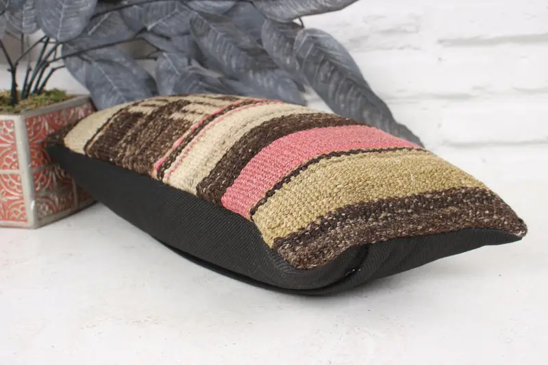Boho Pillow Sham Cover, Bench Pillow Case, Chair Cushion Cover, 8x16 Pink Pillow Case, Pillow for Couch, Kilim Pillow Cover, Pillow, Armchair Pillow - 6