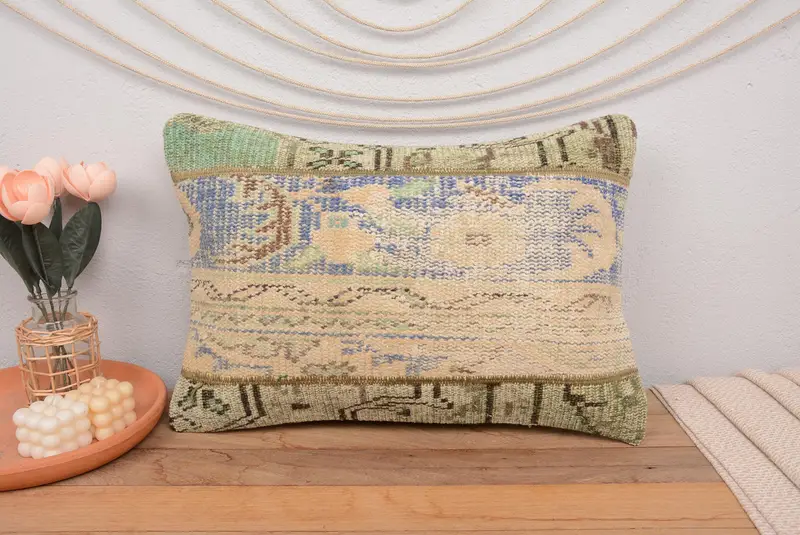 16x24 Inches Handmade Patchwork Pillow, Vintage Rectangle Pillow - 2