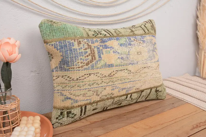 16x24 Inches Handmade Patchwork Pillow, Vintage Rectangle Pillow - 1