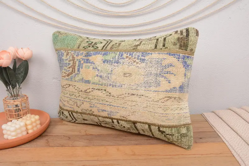 16x24 Inches Handmade Patchwork Pillow, Vintage Rectangle Pillow - 4