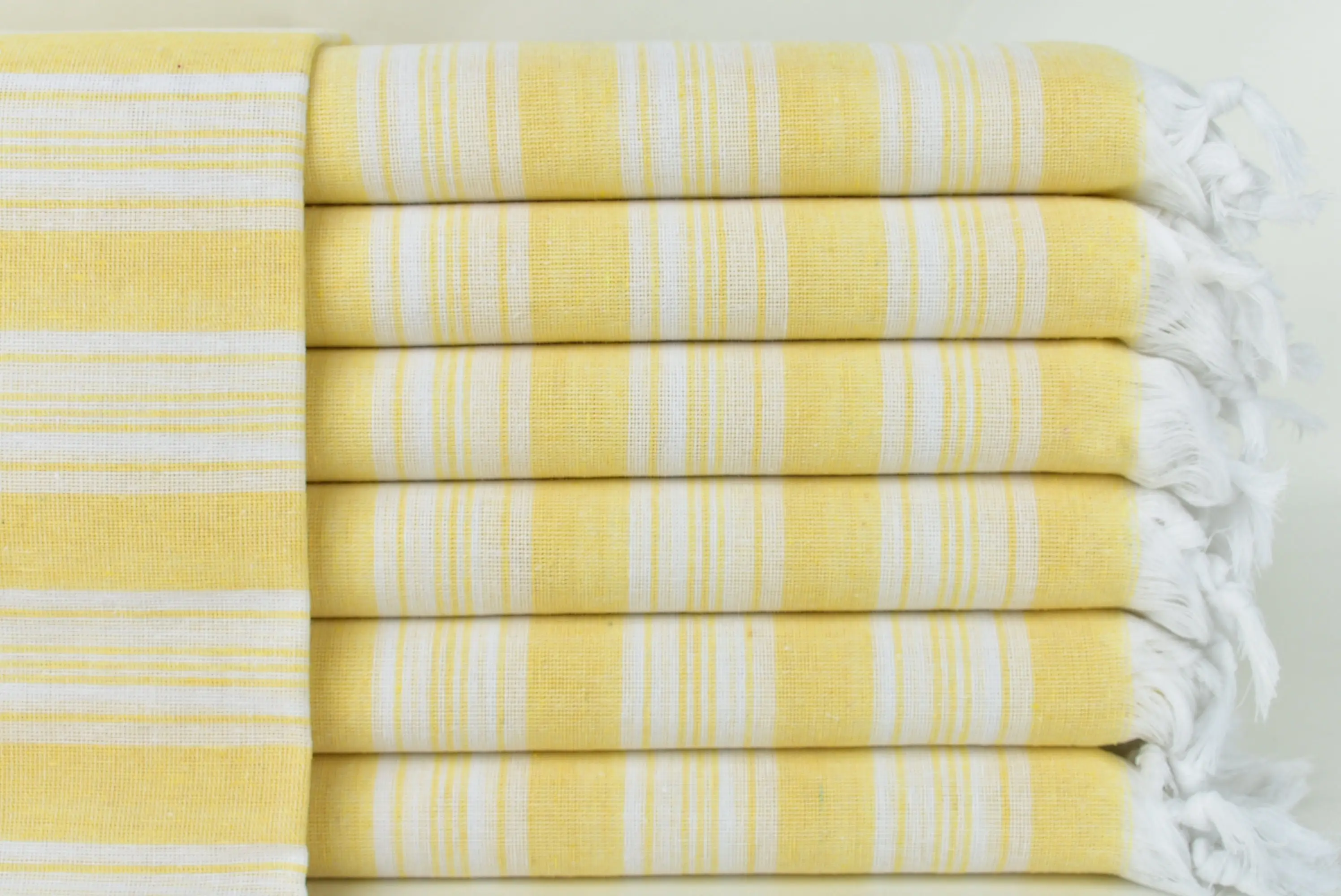 Striped Towel Yellow Organic Cotton, Beach Towel, 40x71 Inches - 1