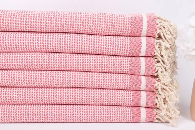 Personalized Beach Towel Turkish Cotton Pink Geometric, 36x71 Inches