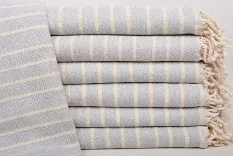 Beach Towel Personalized Turkish Organic Cotton Light Gray, 75x40 Inches