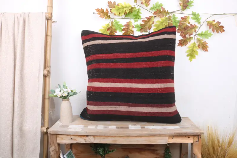 Pillow, Throw Kilim Pillow, Pattern Throw Cushion Case, Ethnical Kilim Rug Pillow, Couch Pillow, Seat Pillow Case, 24x24 Blue Pillow, Kilim Pillow - 1