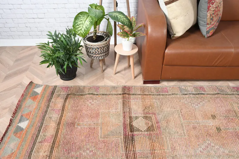2.8x13.3 ft Halı, Türk Oushak Halısı, Vintage Kahverengi Yün Patchwork Halı - 1