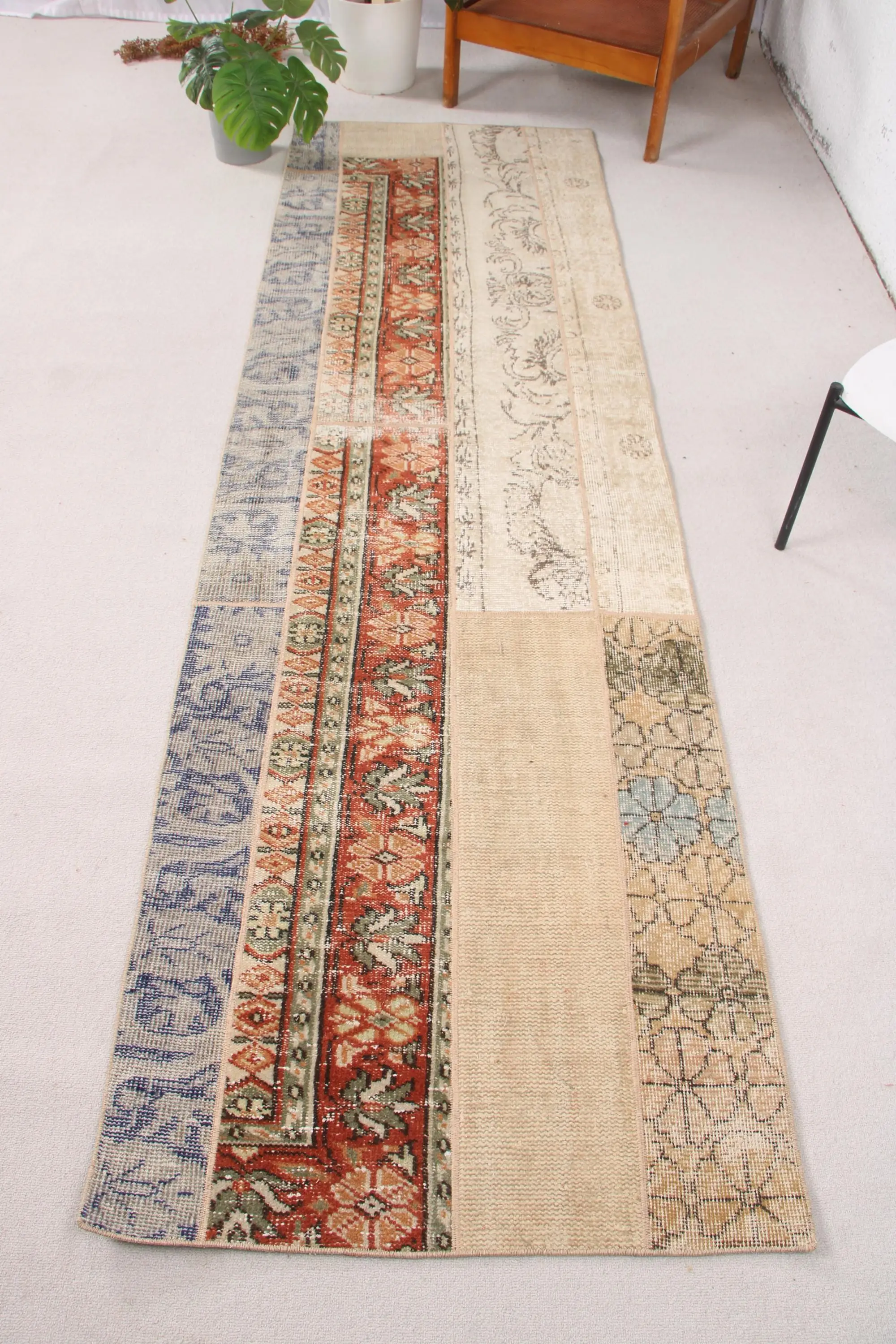 2.8x9.4 ft Runner Turkish Rug, Brown Ombré Vintage Rug - 1