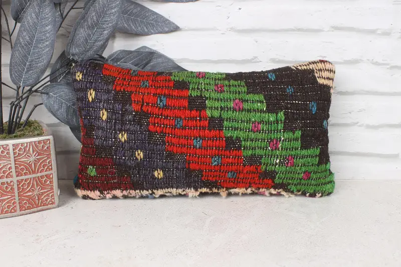 8x16 Red Cushion, Antique Pillows, Rustic Cushion Case, Morroccon Kilim Cushion Pillow Case, Pillow Sham, Vintage Pillow, Vintage Kilim Throw Pillow - 1