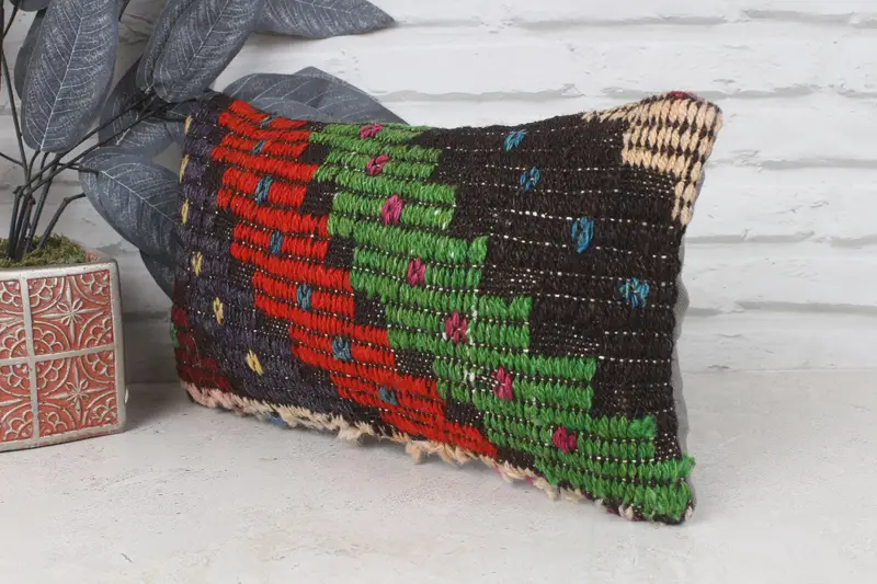 8x16 Red Cushion, Antique Pillows, Rustic Cushion Case, Morroccon Kilim Cushion Pillow Case, Pillow Sham, Vintage Pillow, Vintage Kilim Throw Pillow - 4