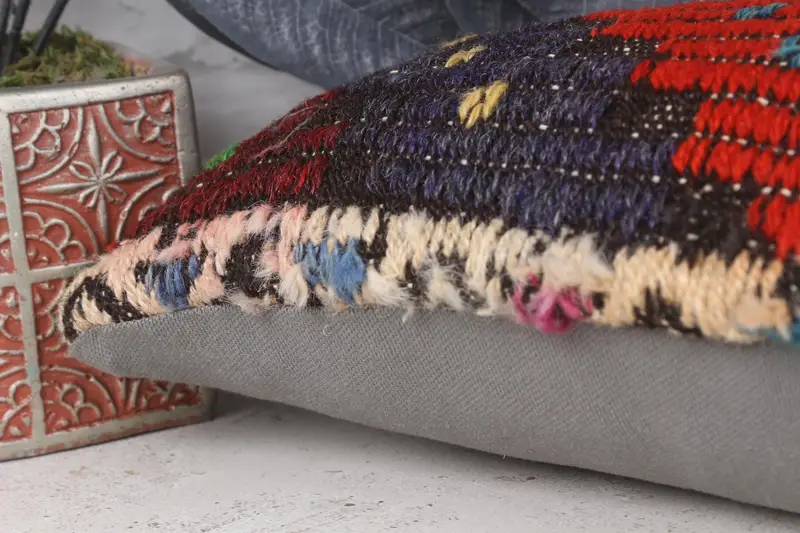 8x16 Red Cushion, Antique Pillows, Rustic Cushion Case, Morroccon Kilim Cushion Pillow Case, Pillow Sham, Vintage Pillow, Vintage Kilim Throw Pillow - 7