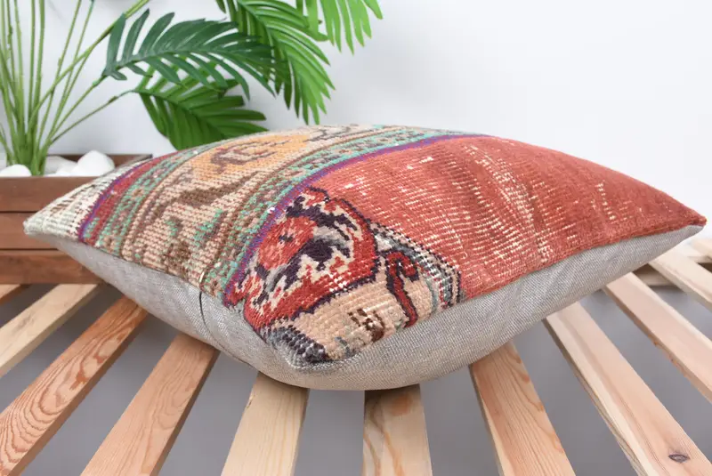 Vintage -Kilim -Kissen, Designer -Wurfkissenbezug, Kissen für Couch, Vintage -Kissen, Kissenbezug, 18x18 Red Pillow Case - 6