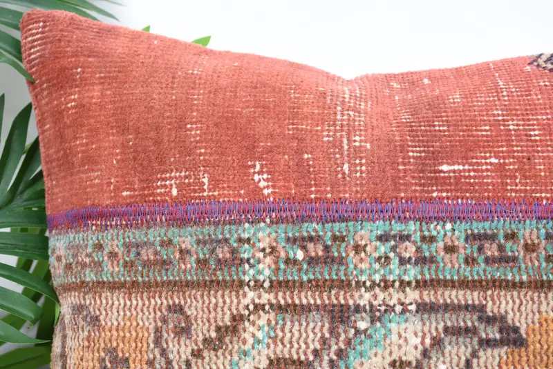 Vintage -Kilim -Kissen, Designer -Wurfkissenbezug, Kissen für Couch, Vintage -Kissen, Kissenbezug, 18x18 Red Pillow Case - 2