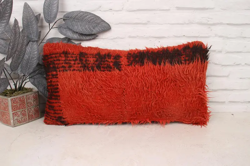 12x24 Orange Pillow Cover, Boho Pillow Sham Cover, Turkish Kilim Pillow, Turkish Pillow, Cushion Case, Bolster Throw Cushion Case - 1
