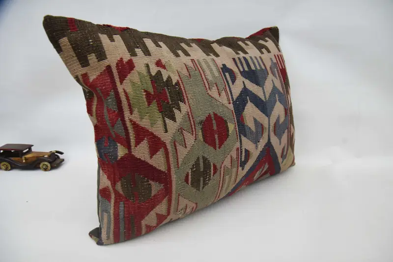 Couch Cushion, Kilim Pillow, Vintage Kilim Pillow, Pillow Cover, 20x28 Brown Pillow, Boho Pillow, Sustainable Pillow Case - 3