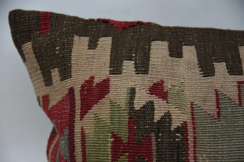 Couch Cushion, Kilim Pillow, Vintage Kilim Pillow, Pillow Cover, 20x28 Brown Pillow, Boho Pillow, Sustainable Pillow Case - 2
