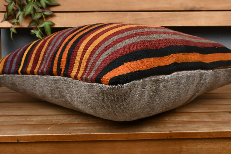 Kilim Pillow, Vintage Kilim Pillow, Hippie Throw Pillow Sham, Bolster Pillow Cover, Ethnical Kilim Rug Pillow, 22x22 Red Pillow Cover, Pillow - 3