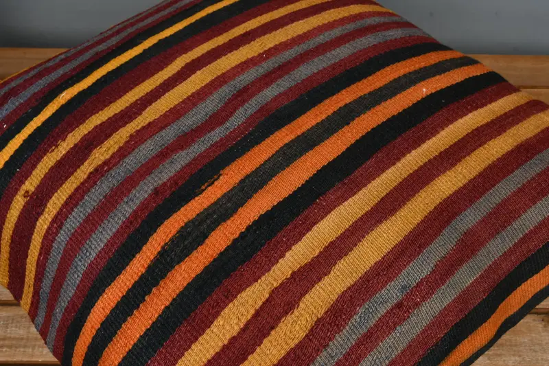 Kilim Pillow, Vintage Kilim Pillow, Hippie Throw Pillow Sham, Bolster Pillow Cover, Ethnical Kilim Rug Pillow, 22x22 Red Pillow Cover, Pillow - 4