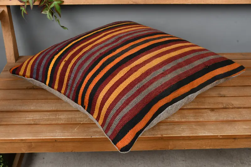Kilim Pillow, Vintage Kilim Pillow, Hippie Throw Pillow Sham, Bolster Pillow Cover, Ethnical Kilim Rug Pillow, 22x22 Red Pillow Cover, Pillow - 2
