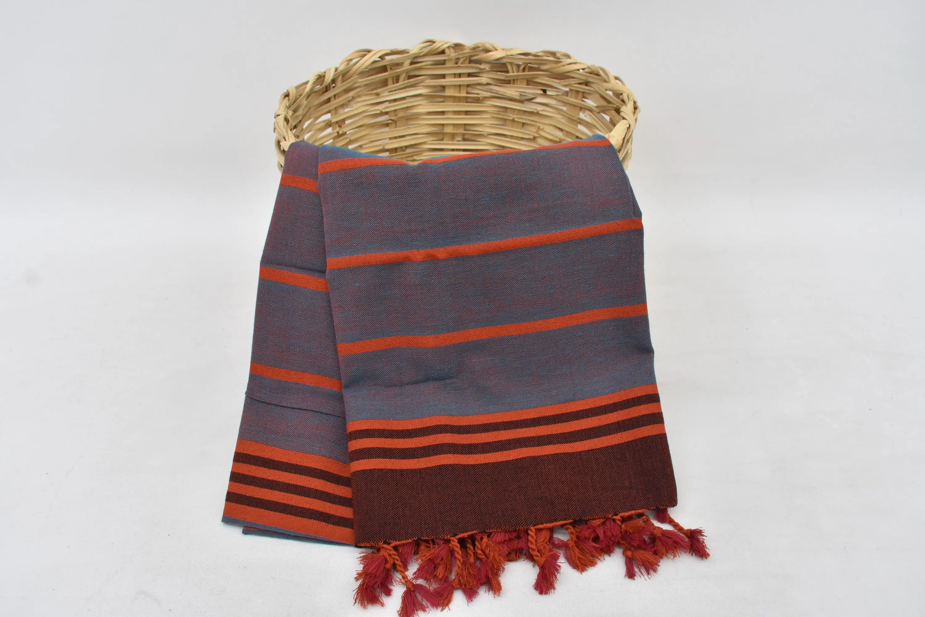 Organic Bath Towel Blue Stripes Boyfriend Gift, 67x40 Inches - 1
