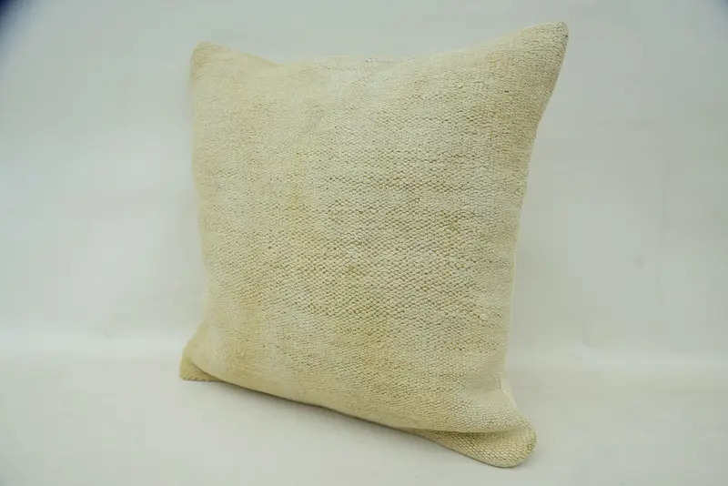 Throw Kilim Pillow, Kilim Pillow Cover, Home Decor Pillow, 16x16 Beige Pillow, Pastel Pillow Sham, Aztec Pillow Sham, Pillow Case - 3