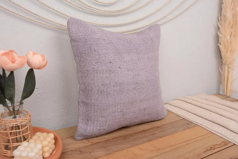 Kilim Cushion Sham, 18x18 Purple Pillow Sham, Boho Chic Pillow Sham, Boho Pillow Sham Cover, Cushion Cover, Wholesale Pillow Sham, Pillow for Sofa - 1