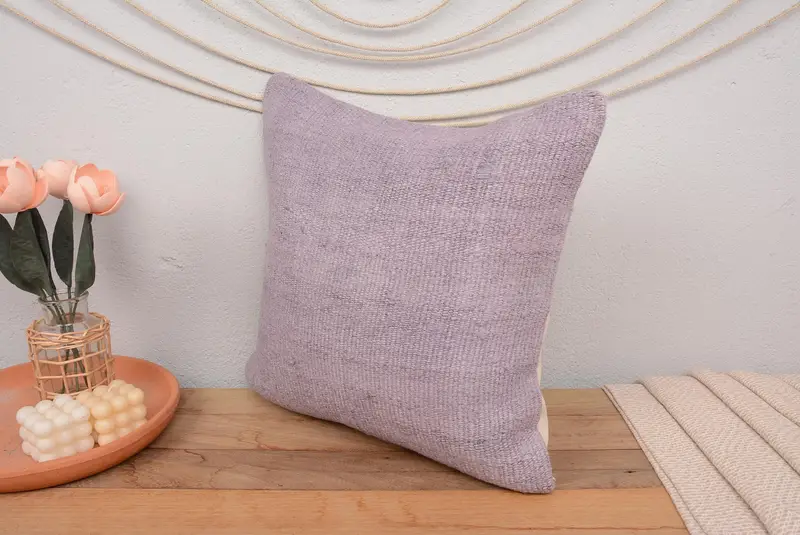 Kilim Cushion Sham, 18x18 Purple Pillow Sham, Boho Chic Pillow Sham, Boho Pillow Sham Cover, Cushion Cover, Wholesale Pillow Sham, Pillow for Sofa - 4