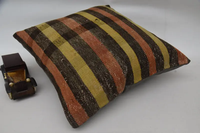 Pillow for Sofa, 18x18 Brown Pillow Case, Cushion Cover, Antique Pillows, Neutral Pillow, Nautical Throw Pillow Sham, Handmade Kilim Cushion - 6
