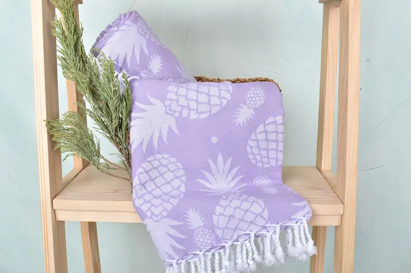 Christmas Favors, Turkish Towel USA, Soft towel, 70x36 Cotton Pineapple Design Towel, Thin towel, Eco-friendly Turkish towel for home and travel - 5