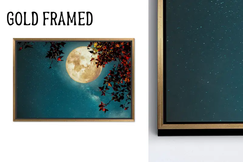 Büyüleyici Dolunay Manzarası Baskılı Kanvas Tablo