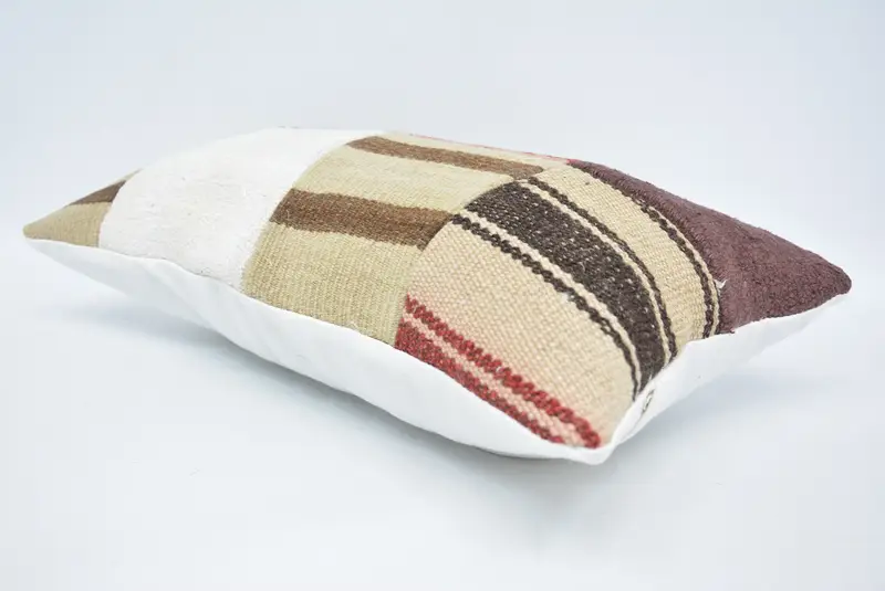 Anatolian Pillow Case, Vintage Kilim Throw Pillow, Pillow, Pillow for Sofa, Antique Pillows, Bolster Throw Pillow Sham, 12x20 Beige Pillow Sham - 6