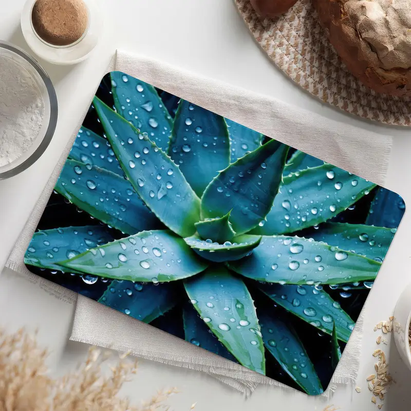 Mavi Çiftlik Evi Tasarımlı Modern Temperli Cam Kesme Tahtası