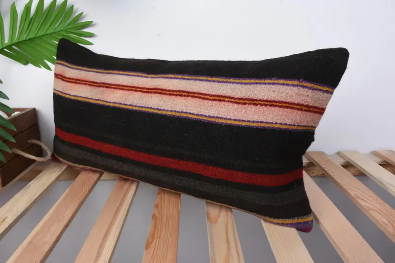 Gift Pillow, Handmade Kilim Cushion, Pillow Cover, 12x24 Brown Pillow Sham, Kilim Pillow Cover, Accent Throw Cushion Cover - 4