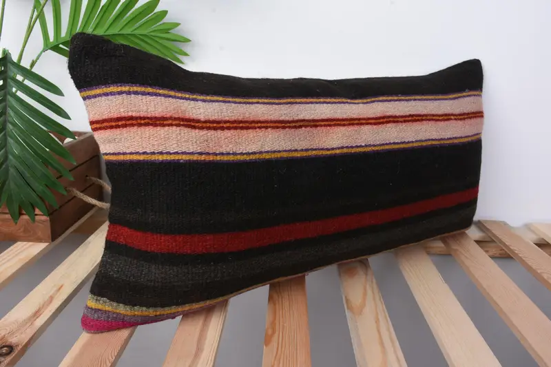 Gift Pillow, Handmade Kilim Cushion, Pillow Cover, 12x24 Brown Pillow Sham, Kilim Pillow Cover, Accent Throw Cushion Cover - 5