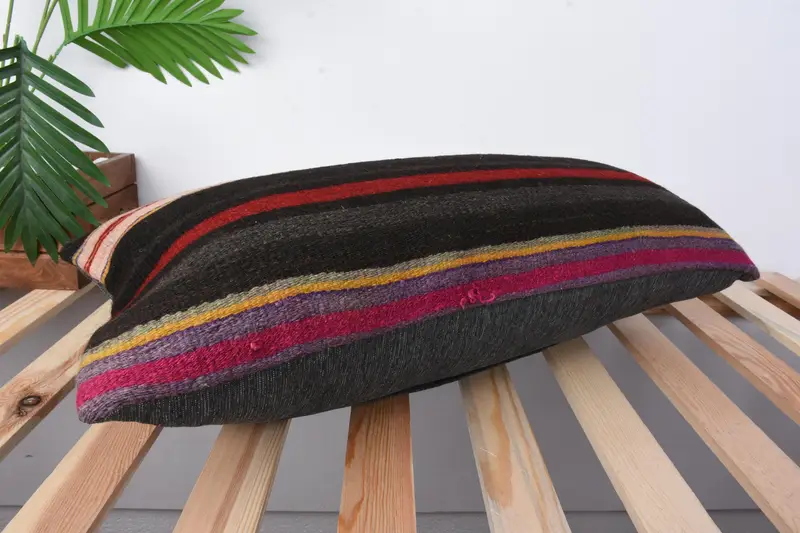 Gift Pillow, Handmade Kilim Cushion, Pillow Cover, 12x24 Brown Pillow Sham, Kilim Pillow Cover, Accent Throw Cushion Cover - 6