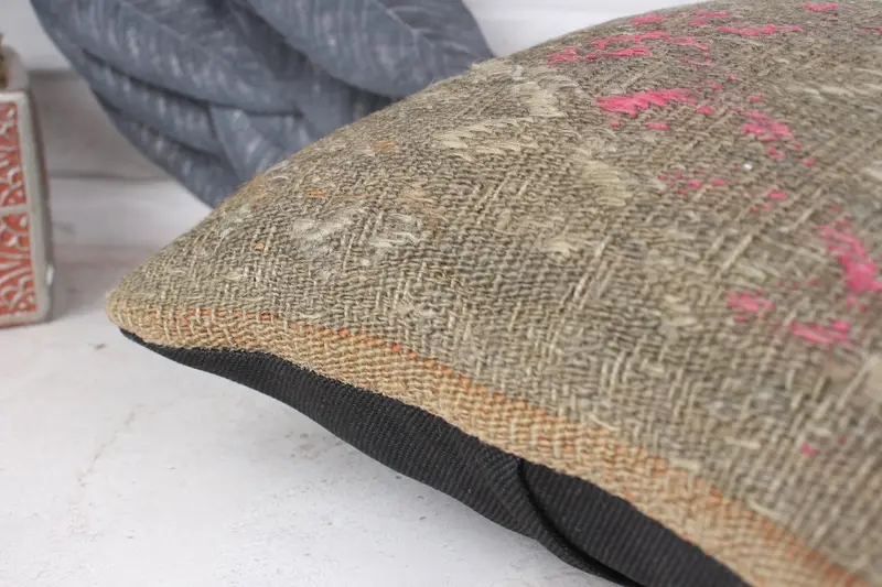 Car Pillow, Boho Pillow Sham Cover, Ikat Cushion Case, Kilim Pillow, Cushion Case, 14x14 Green Pillow Cover, Vintage Kilim Throw Pillow - 7