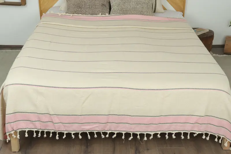 Turkish Bedcover, Bridesmaid Gifts, Wedding Favors, 104x96 Cotton Striped Towel, Bridal Shower Gift, Personalized Gift For Her, Family Gift Basket - 8