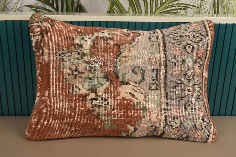 Gray 40x60 cm Throw Cushion, Porch Antique Cushion Cover - 1