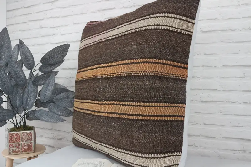 Gift Pillow, Outdoor Throw Pillow Sham, Natural Cushion Case, Cushion Cover, 28x28 Brown Pillow Cover, Turkish Pillow, Antique Pillows - 4