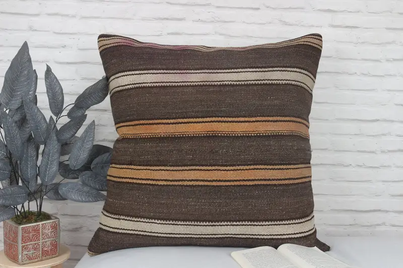 Gift Pillow, Outdoor Throw Pillow Sham, Natural Cushion Case, Cushion Cover, 28x28 Brown Pillow Cover, Turkish Pillow, Antique Pillows - 2