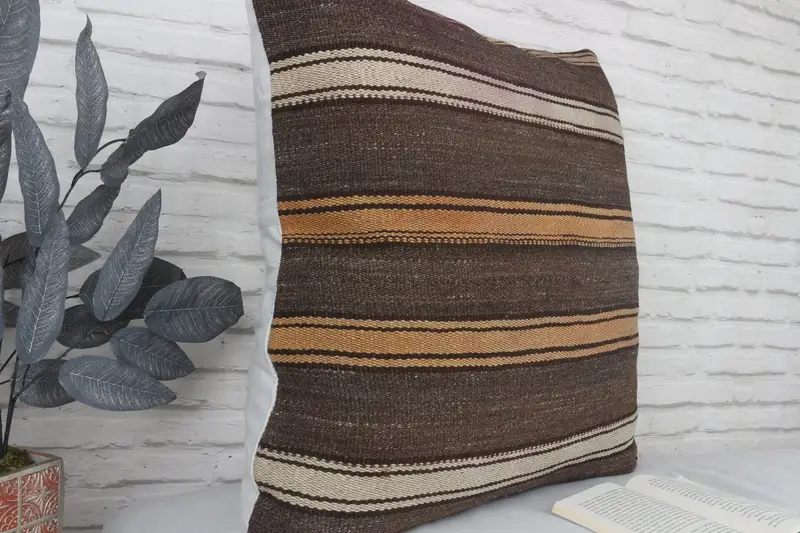 Gift Pillow, Outdoor Throw Pillow Sham, Natural Cushion Case, Cushion Cover, 28x28 Brown Pillow Cover, Turkish Pillow, Antique Pillows - 3