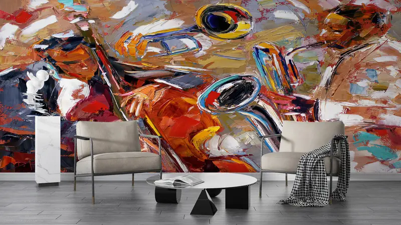Custom Wall Paper, Oil Painting Print, Modern Wall Paper, , Music Room Wall Paper, 3d Wall Paper, Jazz Wall Poster, Music Wall Art, - 4