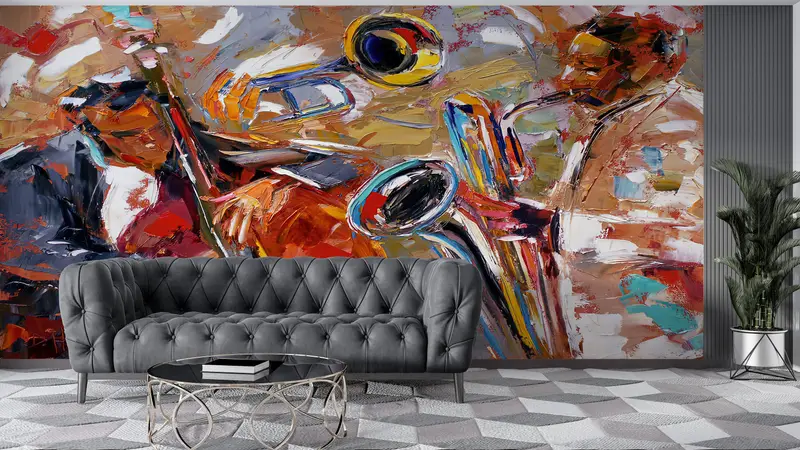 Custom Wall Paper, Oil Painting Print, Modern Wall Paper, , Music Room Wall Paper, 3d Wall Paper, Jazz Wall Poster, Music Wall Art, - 8