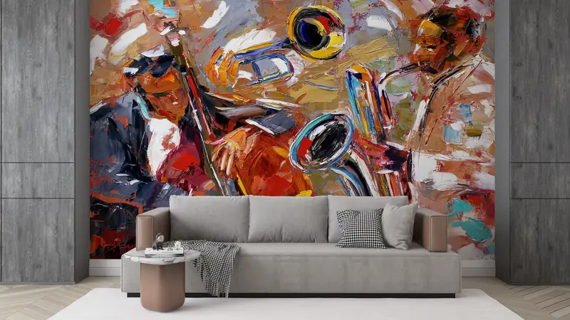 Custom Wall Paper, Oil Painting Print, Modern Wall Paper, , Music Room Wall Paper, 3d Wall Paper, Jazz Wall Poster, Music Wall Art, - 7