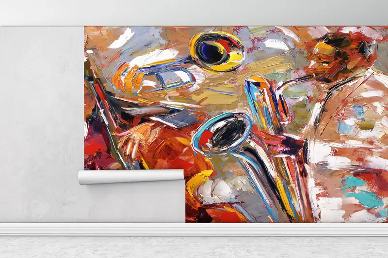 Custom Wall Paper, Oil Painting Print, Modern Wall Paper, , Music Room Wall Paper, 3d Wall Paper, Jazz Wall Poster, Music Wall Art, - 3