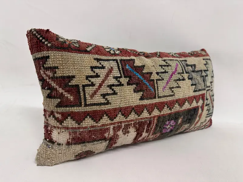 Vintage Kilim Pillow, Natural Cushion Case, Pet Pillow, 12x24 Blue Pillow Sham, Gift Pillow, Shabby Chic Pillow, Cushion, Kilim Pillow - 4