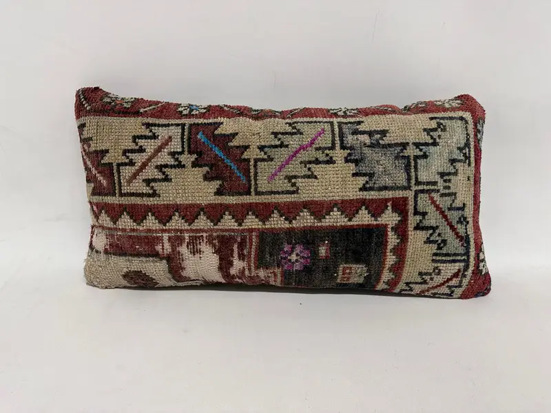 Vintage Kilim Pillow, Natural Cushion Case, Pet Pillow, 12x24 Blue Pillow Sham, Gift Pillow, Shabby Chic Pillow, Cushion, Kilim Pillow - 1