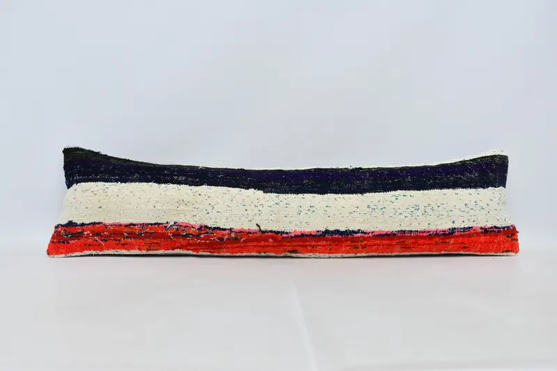 Ethnical Kilim Rug Pillow, Handmade Throw Pillow Cover, Pillow Case, Seat Pillow Case, 12x48 Red Pillow Case, Gift Pillow, Boho Pillow Sham Cover - 1