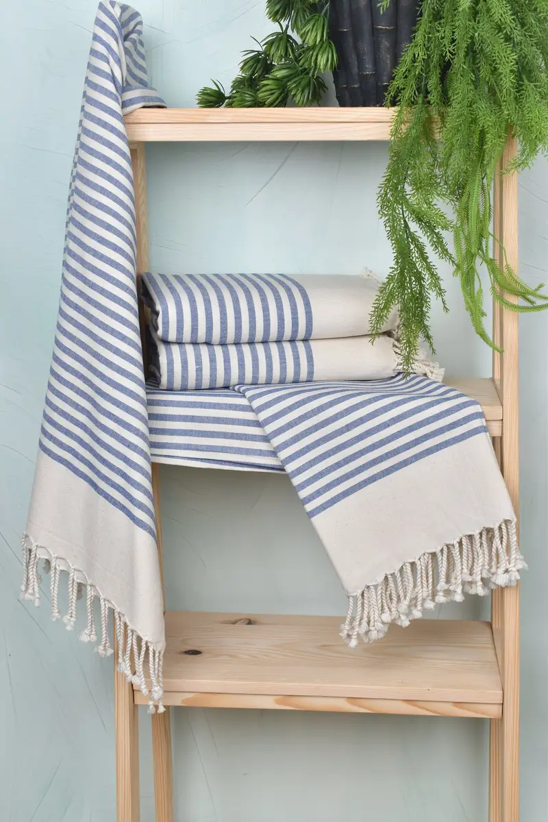 Handmade Gift, Lightweight Turkish towel, Sand-resistant towel, Girls Weekend Getaways Gifts, Best Friend Christmas Gift, 70x40 Cotton Striped Towel - 6